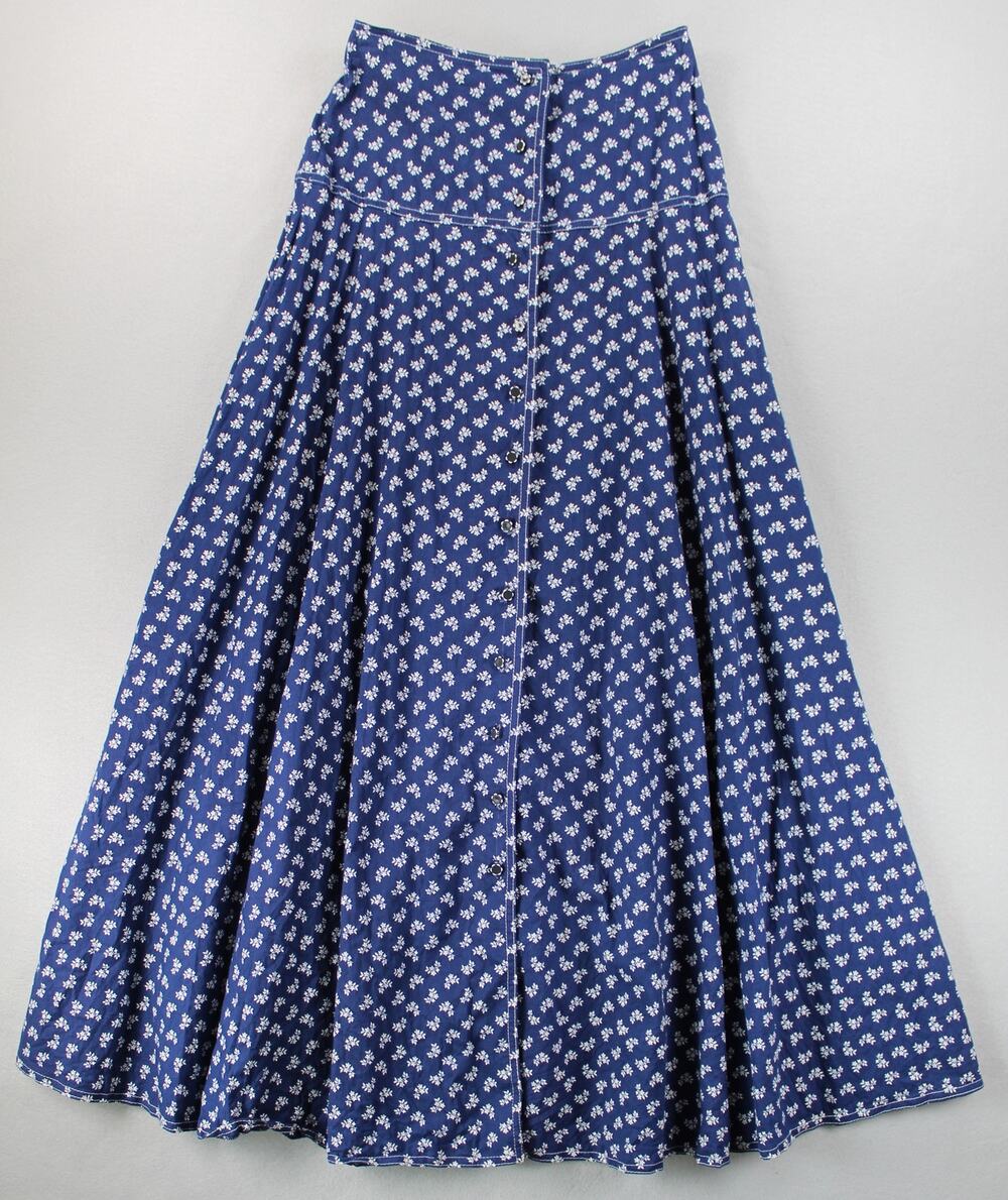 Vintage Mark Hober Inc Ditsy Floral Button Maxi Skirt Women's XS Prairie Boho